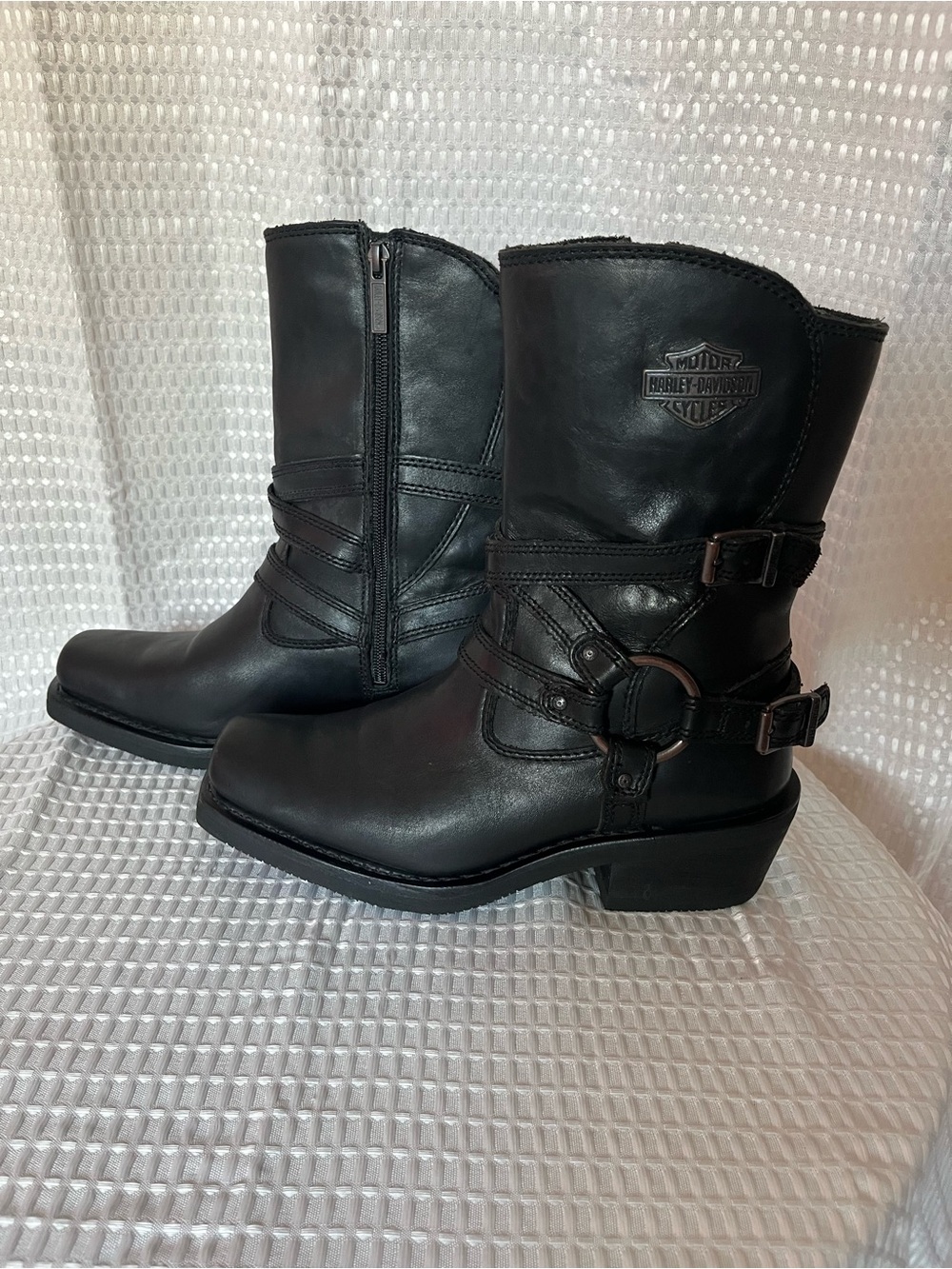 Harley-Davidson Ingleside D87091 Harness Leather Boots Black Women's 8.5M - Picture 7 of 16